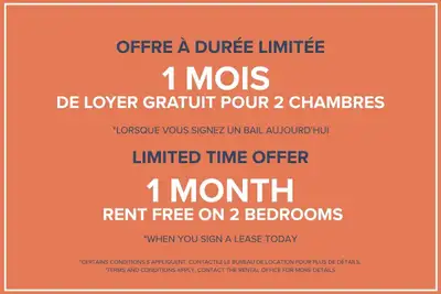 Free Storage Locker Free Early Move-in 1 Month Free Rent On 2 Bedrooms Visitez notre site Web : http...