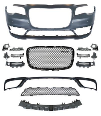 CHRYSLER 300 SRT-8 FRONT BUMPER 2015 WITH GRILLS NEW HIGH QUALITY POLY PLASTIC - DIRECT FIT - GRILLE...