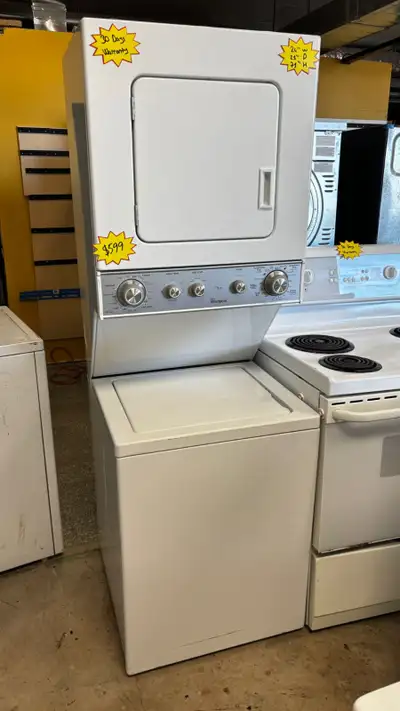 Stacked Whirlpool Washer&Dryer Works Perfect30 Days Warranty, View more