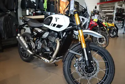 Argyll Motorsports 2026 Triumph Scrambler 400 XC Vanilla White Explore The Path Less Ridden. Feature...