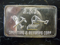 Rare Vintage J & J Smelting Corp 1 oz .999 fine silver bar