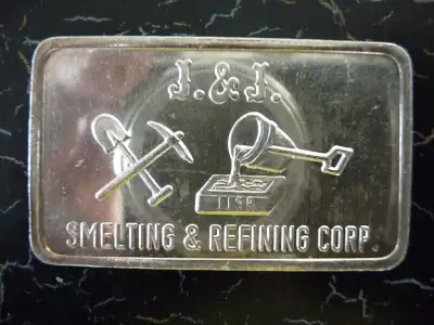 Rare Vintage J & J Smelting Corp 1 oz .999 fine silver bar, View more