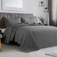 NEW 3 PIECE QUILT SET MICROFIBER BASKETWEAVE PATTERN BED SPREAD Edmonton Edmonton Area Preview
