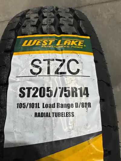 Brand New ST205/75R14 inch Trailer tires.Load range D. 65psi max. A little better load range and a l...