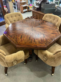 Gorgeous octagon wooden table with four chairs!