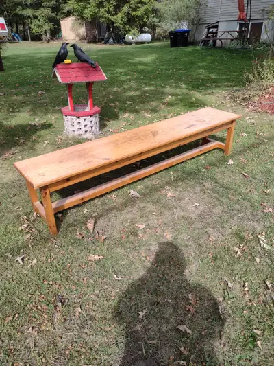 7' foot pine bench, View more