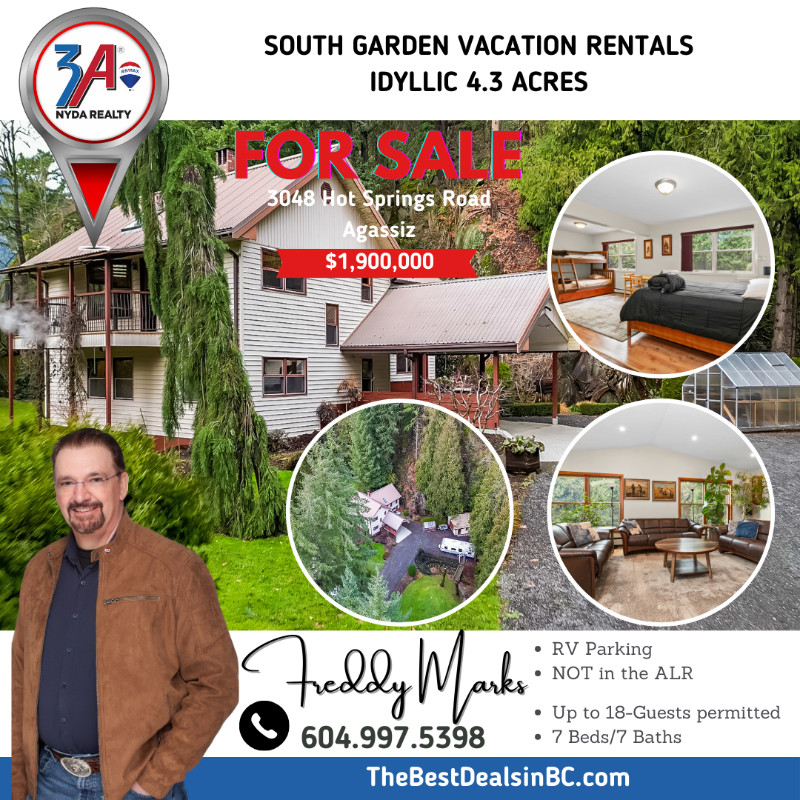 7 Bed House, Guest Cabin, Garage on 4. 3 Acres in Agassiz in Houses for Sale in Chilliwack