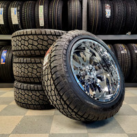 22" Ram 2500 Wheels & Tires | CHROME | 22x12 -44 Offset AT Tires
