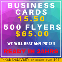 Business Cards, Flyers, Postcards Printing 4-24Hr- Free Delivery