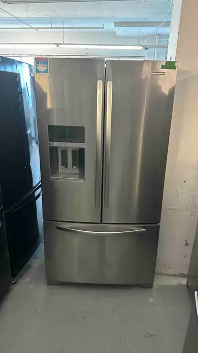 7207-Réfrigérateur KitchenAid Stainless portes française