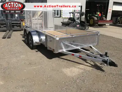 ACTION SERIES 6 X 12 ALL ALUMINUM UTILITY TRAILERS WITH SOLID ALUMINUM SIDES AND TOP TIE DOWN RAIL (...