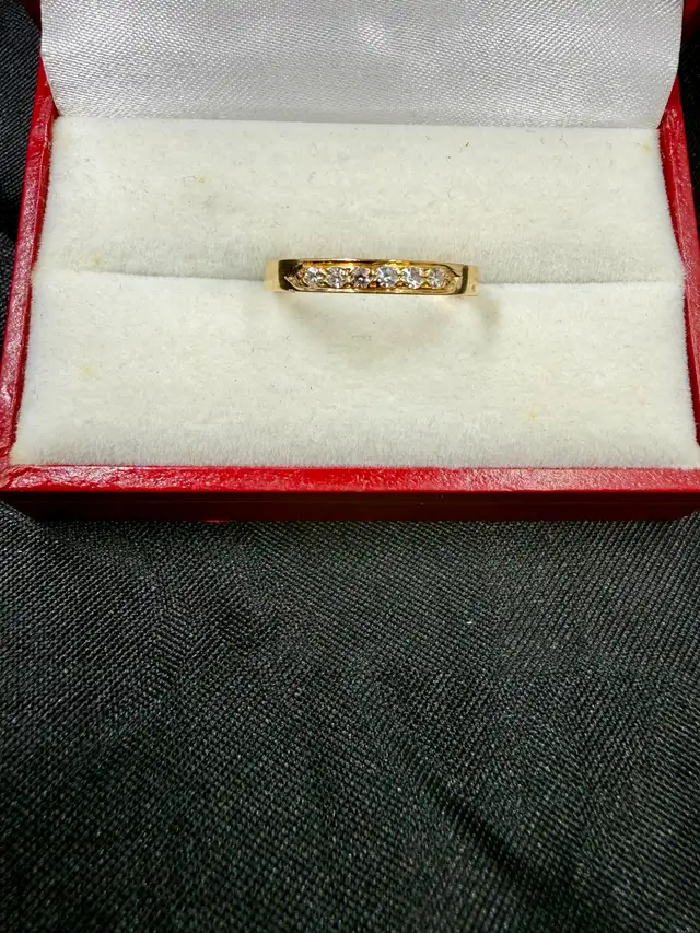 Women's 14K Gold Eternity Band with Diamonds~Size 8 in Jewellery & Watches in Hamilton - Image 2