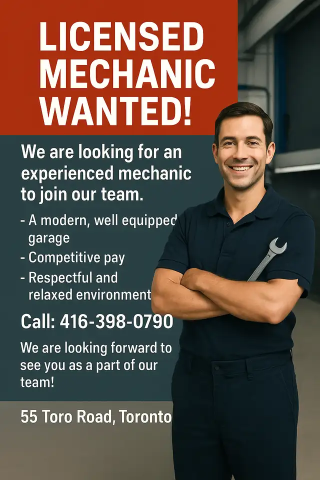 HIRING: Licensed Mechanic in Other in City of Toronto - Image 2