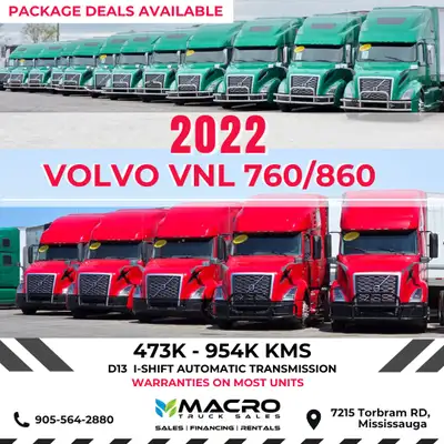 Welcome to Macro Truck Sales! 2022 VOLVO VNL 760/860 473K -954K KMS D13 I-Shift Automatic Transmissi...