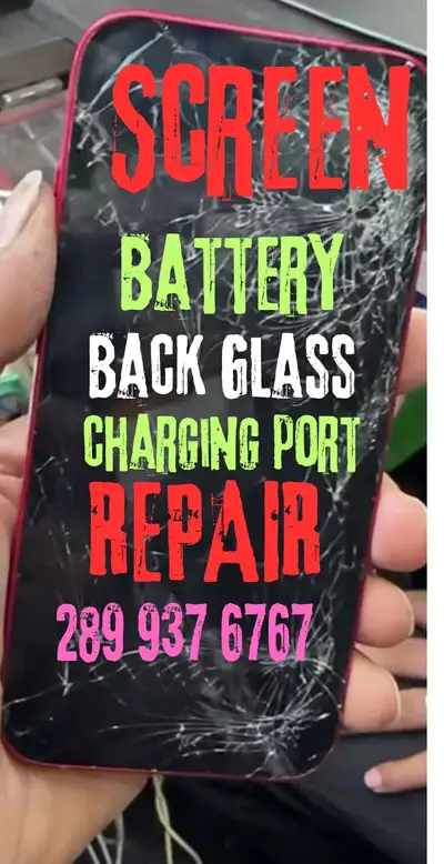 iPhone Screen, Battery, Back Glass, Charging Port Repair Call for quick quote: 289-937-6767. iPhone...