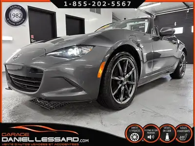 MAZDA MX-5 GT, CONVERTIBLE TOIT CERISE FONCÉ, CUIR, BOSE, 2.0L, AUTO, ANGLE MORT, MAG 17PO, À RÉPARÉ...