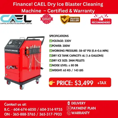 Finance! CAEL Dry Ice Blaster Cleaning Machine Certified & Warranty 3,499 CAEL Dry Ice Blaster Clean...
