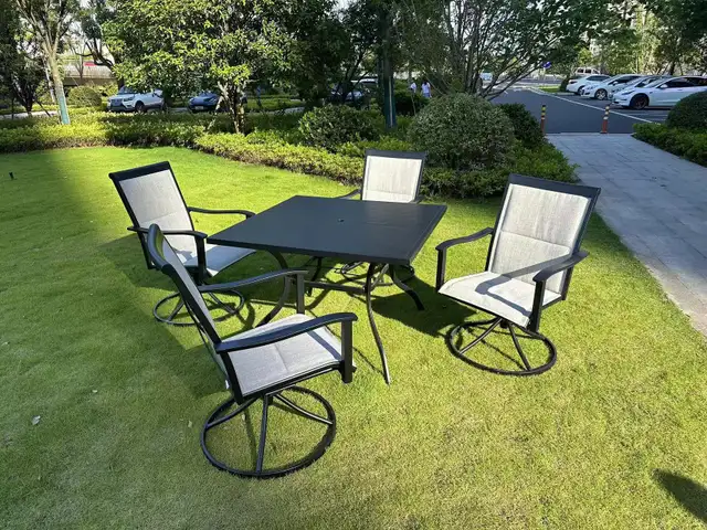 NEW 5 PCS PATIO OUTDOOR FURNITURE SWIVEL DINING SET 820824 in Patio & Garden Furniture in Regina - Image 4