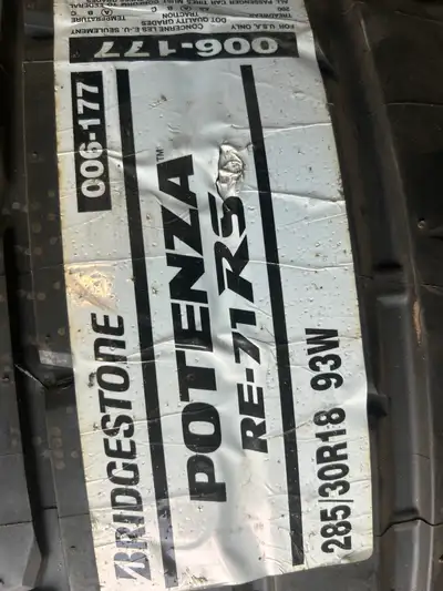 Bridgestone Potenza RE-71RS Top Line Summer Tires. Installed Never Driven on slight damage on the Be...