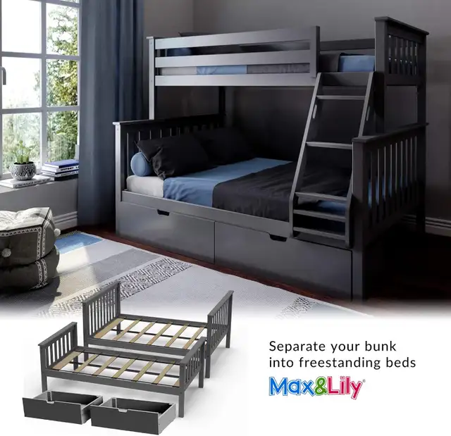 New Solid Wood Twin Over Full Bunk Bed with Storage Drawers in Other in Regina - Image 7