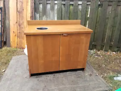 Solid Wood Waste Trash Bin Restaurant Mucho Bar Fat Burrito $250, View more