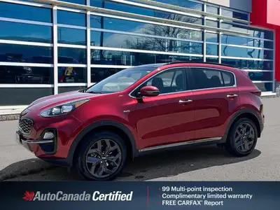 Clean Carfax, One owner, Super Low Kilometers, Beautiful Hyper Red 2021 Kia Sportage EX AWD, 6-Speed...