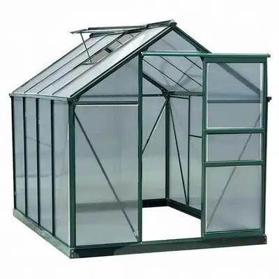6' x 8' Greenhouse Clear & Twin Wall Panels Green Frame Press, View more