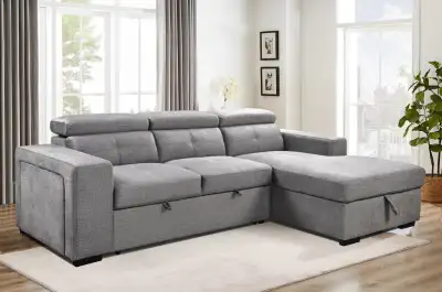 $1899 PULL OUT BED SECTIONAL WITH STORAGE CHAISE