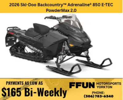 PRICE DOES NOT INCLUDE PDI/ FFUN ADVANTAGE/ TAXES Save $1500 2026 Ski-Doo Backcountry™ Adrenaline 85...