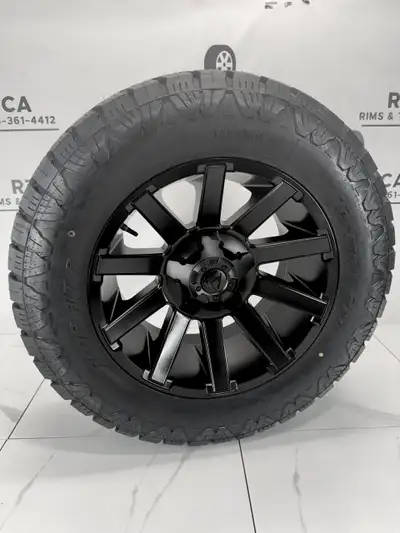 set of four 35x12.5x20 Amp All terrain Pro All Weather tires on 20 inch Fuel Contra rims - - 10 ply...