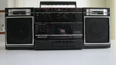 SANYO -AM/FM Stereo Radio Cassette Recorder - Ghetto Blaster, View more