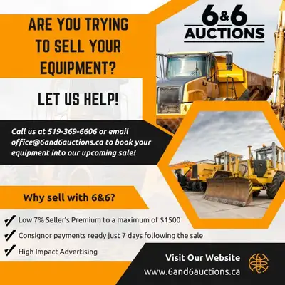 6&6 Auctions is planning ahead for our first sale of 2026!! We want to help you turn your equipment...
