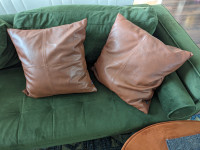 2x Soft Lambskin Leather Pillow Covers (Like New)