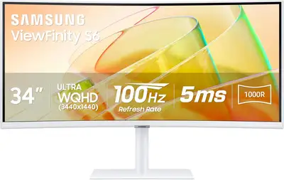 Samsung 34-Inch ViewFinity S65TC Series Ultra-WQHD 1000R Curved Computer Monitor, HDR10, 100Hz, AMD...