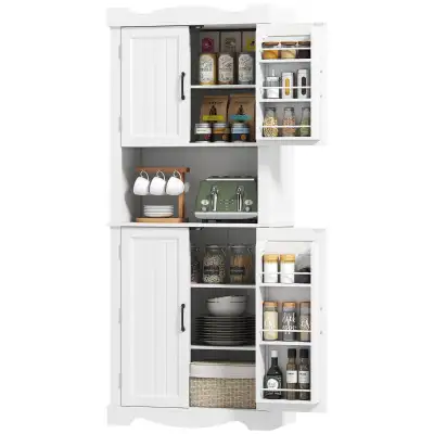 73" Kitchen Pantry Cabinet, Freestanding Kitchen Hutch with 12 D, View more