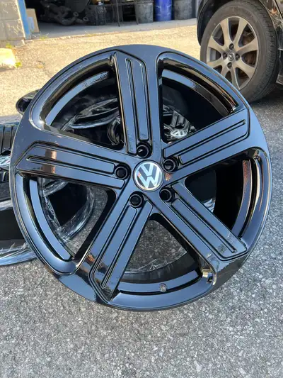 Mint set of original VW Golf R MK7 wheels made by Borbet in gloss black finish. 19x8 Offset: 50 Bolt...