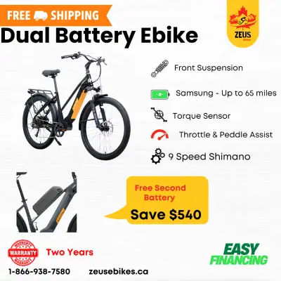 Dual Battery Step Thru Ebike - Urban Electric Bike - Financing, View more