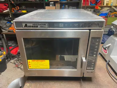 Being sold as is for parts or refurbishment. Amana commercial grade microwave. Model RC27S. Willing...