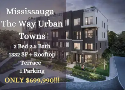Mississauga The Way Urban Towns 2B 2.5B Assignment ONLY $699k