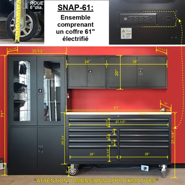 Ens. coffre-outil et armoires style "SNAP IN", 61A, 4morceaux dans Commodes et armoires  à Drummondville - Image 2