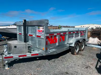N&N 7x14 HD Dump Trailer 2 7000lbs axles Tarp Kit Ramps Rear Legs Built in smart charger Adjustable...