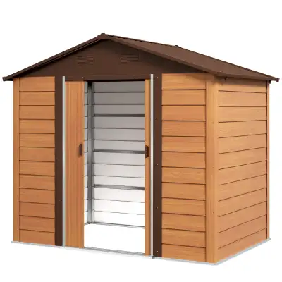 7.7' x 6.5' Outdoor Metal Garden Shed with Lock and Ventilation, View more