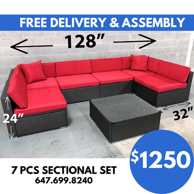 Patio Furniture Sectional Outdoor Conversation Wicker 7pcs Set, View more