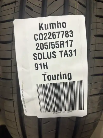 Kumho Solus TA31 Take Offs 205 55 17 NEW - just no labels/stickers from Michelin - taken off a brand...