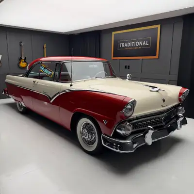 Step back into the golden era of automotive design with this beautifully restored 1955 Ford Fairlane...