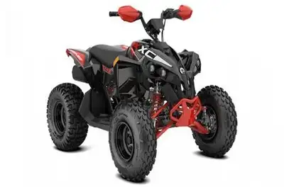 NEW 2026 Can-Am Renegade 110 XXc in black/legion red. This performance orientated youth 2x4 ATV feat...