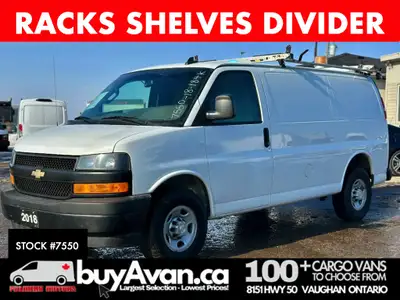 Racks, Shelves, and Divider! Check out this 2018 Chevrolet Express 2500 with 184,000 kms. This Regul...