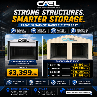 CAEL Garage Sheds Single & Double Door Models Protect your vehicles, tools, and equipment with CAEL...