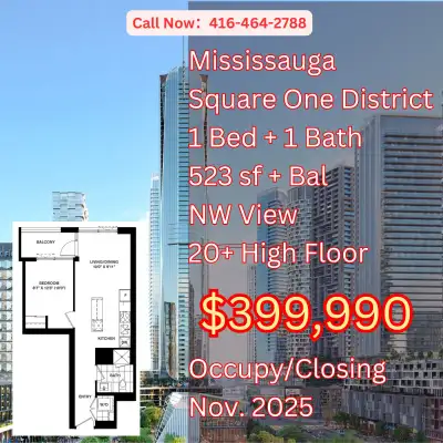 ️ Square One District | Assignment Deal! Now Only $399,990 (Original $459,990!) Live in the heart of...