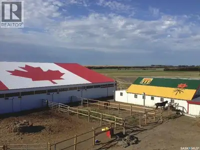 125 acres just minutes west of Saskatoon with 1365 sq.ft. bungalow built in 1994. 23 x 24 heated sho...